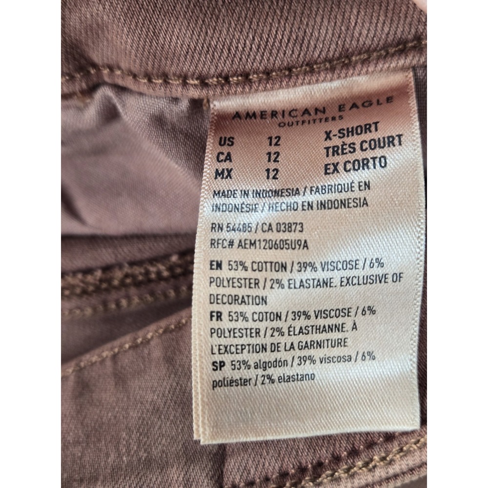 American Eagle Women Jeans NWT Size 12 X Short Rust Brown Grunge Next Level Strc - Picture 6 of 10